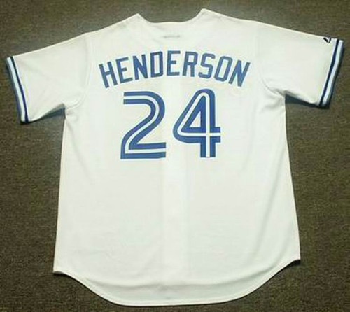 RICKEY HENDERSON Toronto Blue Jays 1993 Home Majestic Baseball Throwback Jersey - BACK