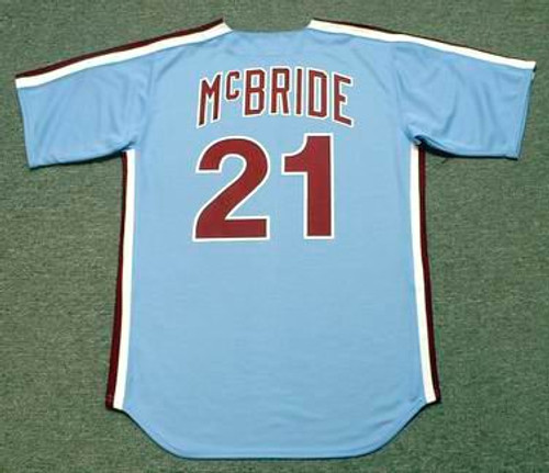 BAKE McBRIDE Philadelphia Phillies 1980 Majestic Cooperstown Throwback Away Baseball Jersey