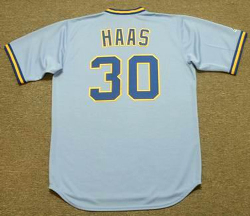 MOOSE HAAS Milwaukee Brewers 1982 Majestic Cooperstown Throwback Away Jersey