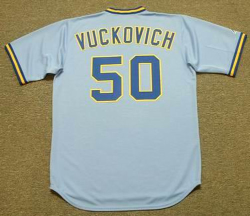 PETE VUCKOVICH Milwaukee Brewers 1982 Majestic Cooperstown Throwback Away Jersey