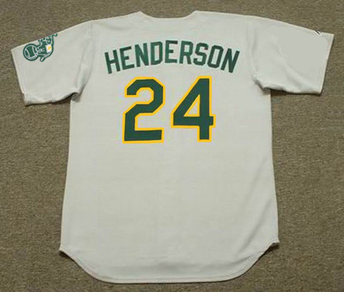 RICKEY HENDERSON  Oakland Athletics 1990 Home Majestic Throwback Baseball  Jersey