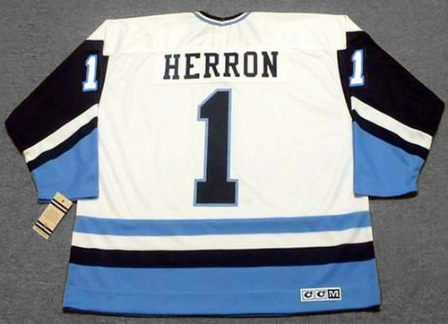 Denis Herron 1977 Home Pittsburgh Penguins NHL Throwback Hockey Jersey - back