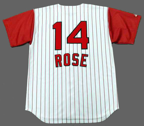 Cincinnati Reds 1960's Home Majestic Baseball Pete Rose Throwback Jersey - BACK