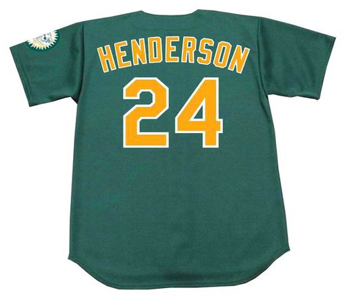 RICKEY HENDERSON Oakland Athletics 1995 Majestic Baseball Throwback Jersey - FRONT