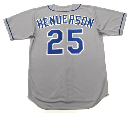 RICKEY HENDERSON Los Angeles Dodgers 2003 Away Majestic Baseball Throwback Jersey - BACK