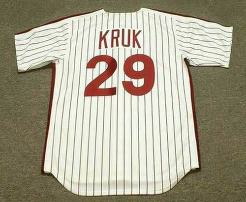 JOHN KRUK Philadelphia Phillies 1992 Home Majestic Throwback Baseball Jersey - Back