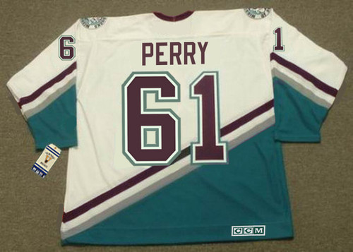 COREY PERRY 2005 CCM Vintage Away Anaheim Mighty Ducks White Jersey - BACK