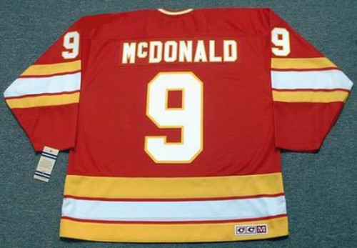 LANNY MCDONALD Calgary Flames 1989 CCM Vintage Throwback Away Hockey Jersey - BACK