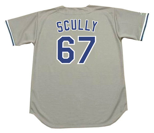 VIN SCULLY Los Angeles Dodgers 1980's Majestic Throwback Away Baseball Jersey  - BACK