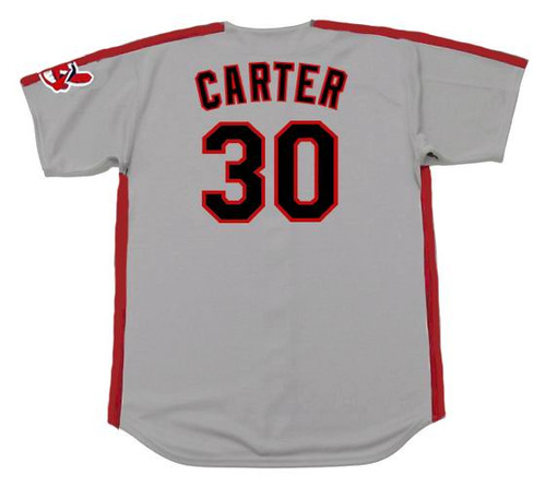 JOE CARTER Cleveland Indians 1989 Majestic Throwback Away Baseball Jersey