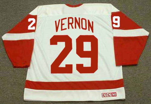 MIKE VERNON Detroit Red Wings 1996 Home CCM Throwback NHL Hockey Jersey - BACK