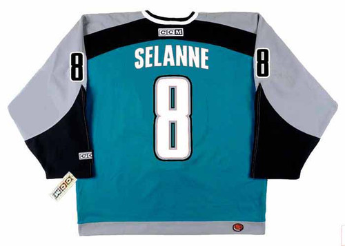 TEEMU SELANNE San Jose Sharks 2002 CCM Throwback NHL Home Hockey Jersey