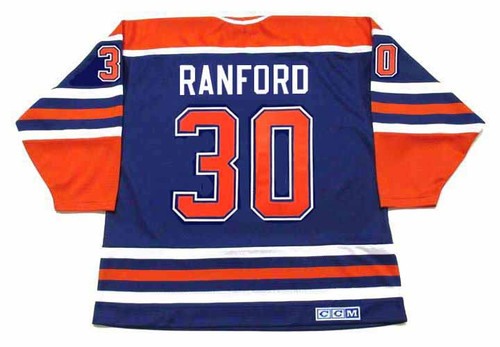 BILL RANFORD Edmonton Oilers 1990 Away CCM NHL Vintage Throwback Jersey - BACK