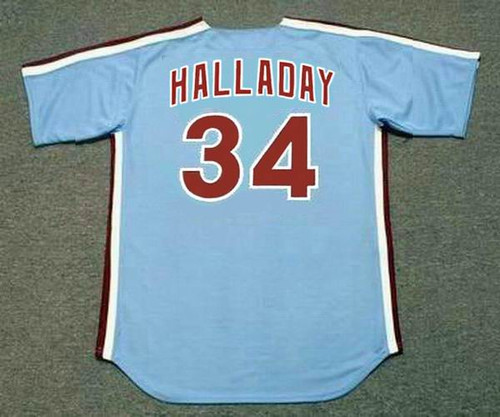 ROY HALLADAY Philadelphia Phillies 1980's Away Majestic Throwback Baseball Jersey - BACK