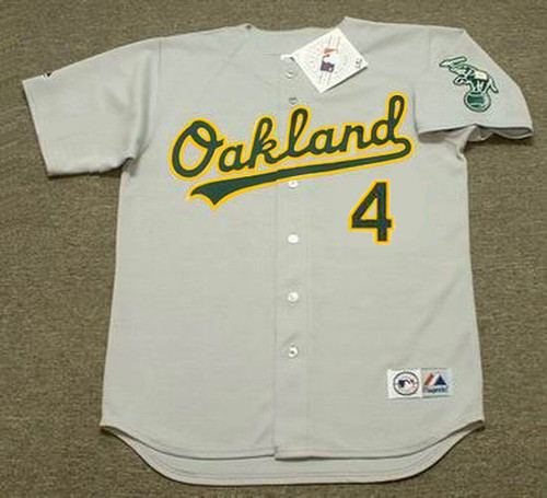 MIGUEL TEJADA Oakland Athletics 2002 Away Majestic Throwback Baseball Jersey - FRONT