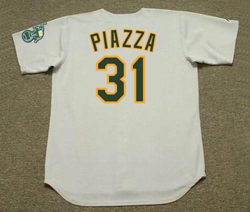 MIKE PIAZZA Oakland Athletics 2007 Away Majestic Throwback Baseball Jersey - BACK