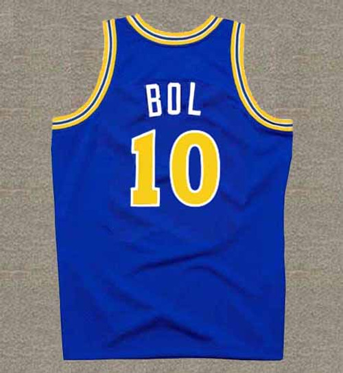 MANUTE BOL Golden State Warriors 1988 Throwback NBA Basketball Jersey - BACK