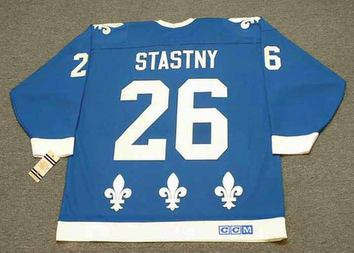 PETER STASTNY Quebec Nordiques 1988 CCM Vintage Throwback Away Hockey Jersey - BACK