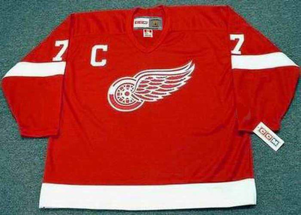 TED LINDSAY Detroit Red Wings 1950's Home CCM Throwback NHL Hockey Jersey - FRONT