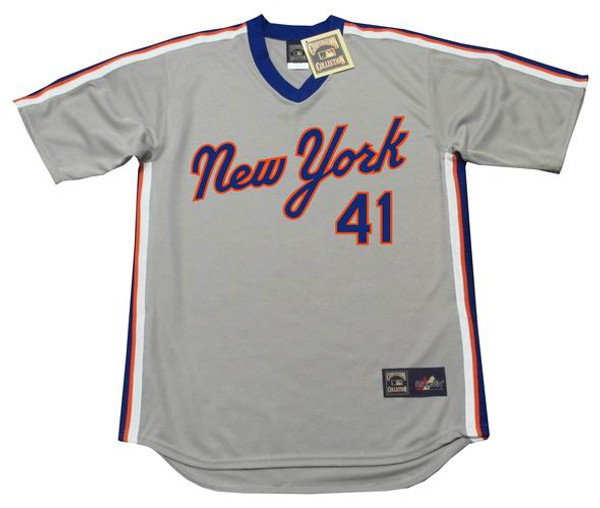 TOM SEAVER New York Mets 1983 Majestic Cooperstown Throwback Away Baseball Jersey