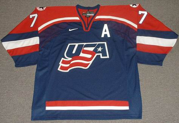KEITH TKACHUK 2002 USA Nike Olympic Throwback Hockey Jersey