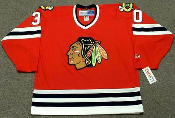 ED BELFOUR Chicago Blackhawks 1994 CCM Throwback Away NHL Hockey Jersey - FRONT