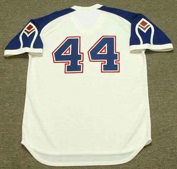 HANK AARON Atlanta Braves 1974 Majestic Cooperstown Throwback Baseball Jersey - Back