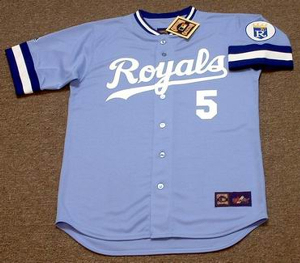 GEORGE BRETT Kansas City Royals 1985 Majestic Throwback Away Baseball Jersey - FRONT