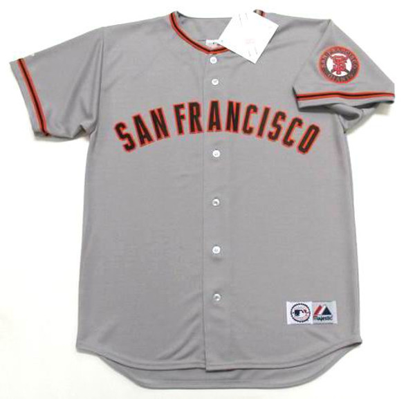 BARRY BONDS San Francisco Giants 2002 Majestic Throwback Away Baseball Jersey - FRONT