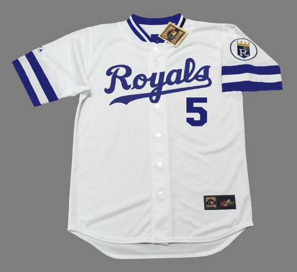 GEORGE BRETT Kansas City Royals 1985 Majestic Throwback Home Baseball Jersey - FRONT