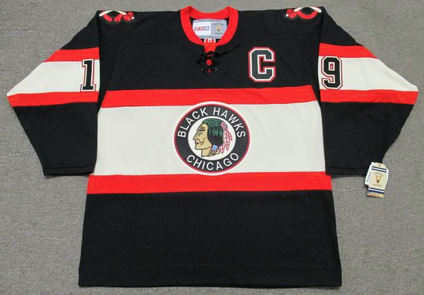 Blackhawks No19 Jonathan Toews Red/Black 75TH CCM Stitched Jersey