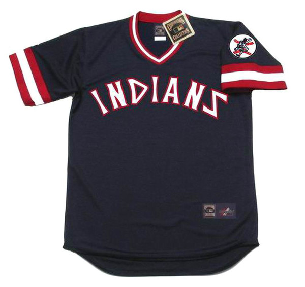 DENNIS ECKERSLEY Cleveland Indians 1977 Majestic Cooperstown Throwback Away Jersey