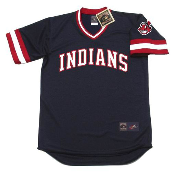 LEN BARKER Cleveland Indians 1982 Majestic Cooperstown Throwback Away Jersey