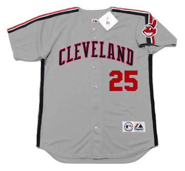 Men's Majestic Cleveland Indians #25 Jim Thome Authentic Red 1978 Turn Back  The Clock MLB Jersey