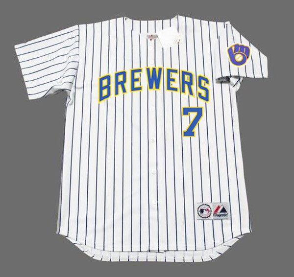 Eric Thames Milwaukee Brewers Majestic Alternate Home MLB Throwback Baseball Jerseys - Front