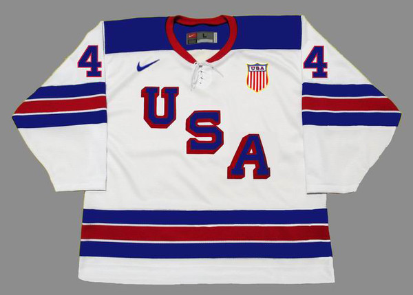 JOHN CARLSON 2014 USA Nike Olympic Throwback Hockey Jersey - FRONT