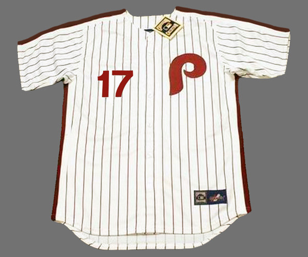 RHYS HOSKINS Philadelphia Phillies 1980's Majestic Throwback Home Baseball Jersey - FRONT