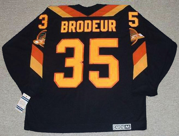 RICHARD BRODEUR Vancouver Canucks 1984 Away CCM Throwback NHL Hockey Jersey - front RICHARD BRODEUR Vancouver Canucks 1984 Away CCM Throwback NHL Hockey Jersey - front