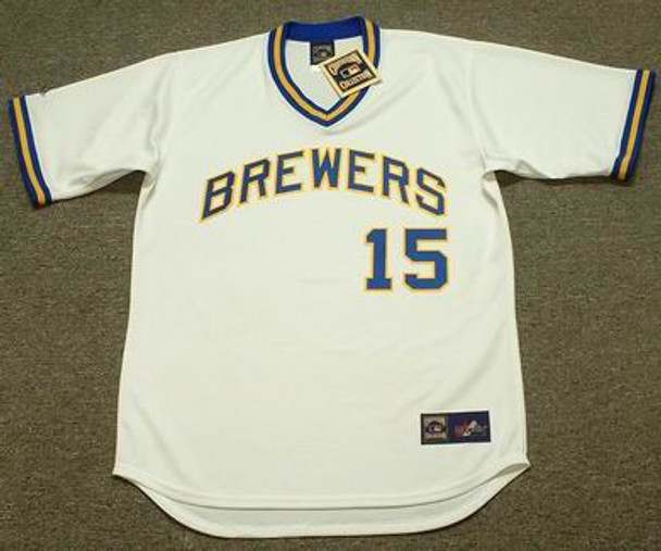 CECIL COOPER  Milwaukee Brewers 1977 Majestic Home Throwback Baseball  Jersey