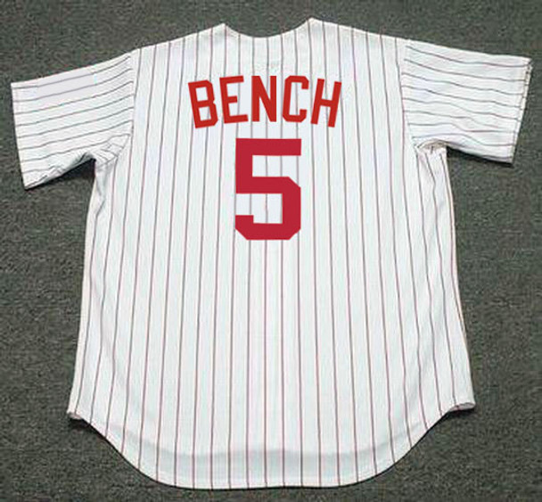 JOHNNY BENCH  Cincinnati Reds 1967 Home Majestic Baseball Throwback Jersey