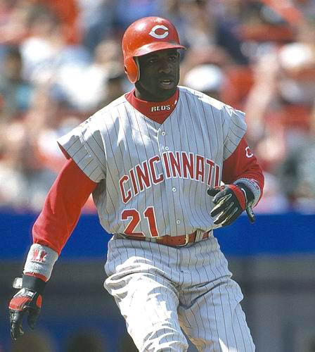 Deion Sanders Jersey 1997 Cincinnati Reds Away Throwback Baseball Jersey