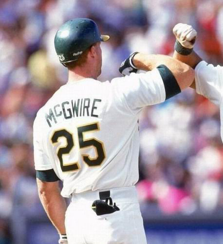 Throwback Mark McGwire Oakland Athletics #25 Grey Large Baseball Jersey