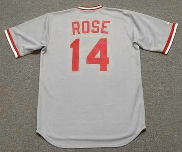 PETE ROSE  Cincinnati Reds 1975 Home Majestic Throwback Baseball