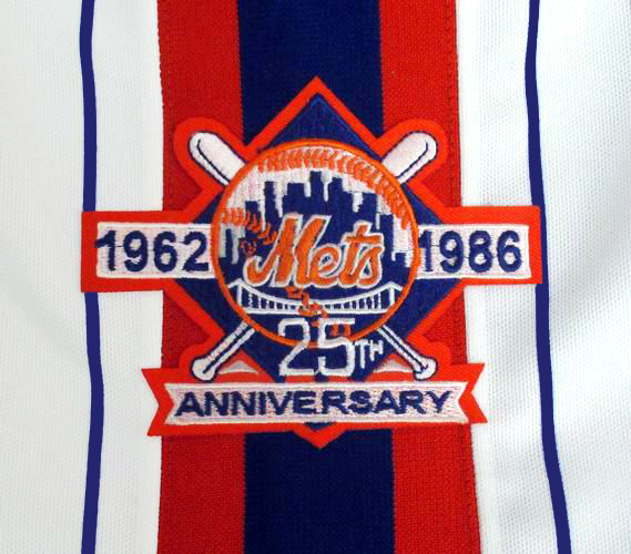 New York Mets 1986 Grey Road Cooperstown Throwback Jersey w/ 25th Anniv.  Patch