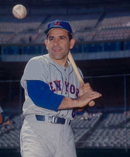 YOGI BERRA  New York Mets 1965 Home Majestic MLB Throwback Jersey