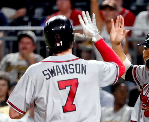 DANSBY SWANSON | Atlanta Braves Away Majestic MLB Baseball Jersey