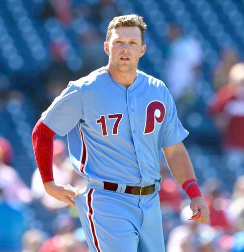 RHYS HOSKINS  Philadelphia Phillies 1980's Majestic Throwback