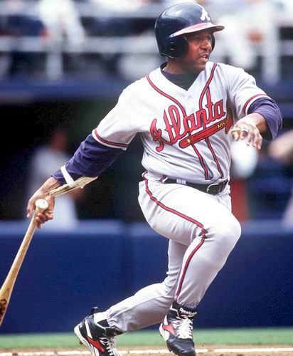 DEION SANDERS  Atlanta Braves 1992 Home Majestic Throwback Baseball Jersey