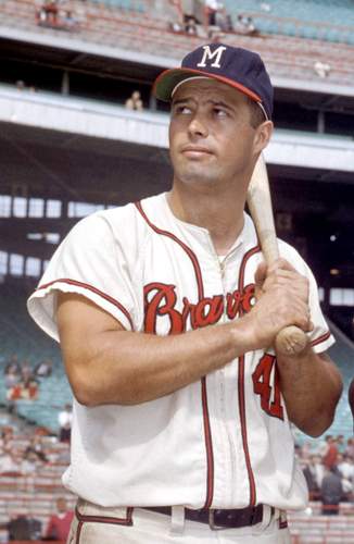 EDDIE MATHEWS Milwaukee Braves 1957 Home Majestic Throwback