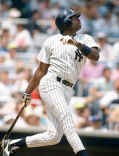 DEION SANDERS  New York Yankees 1990 Majestic Home Baseball Jersey